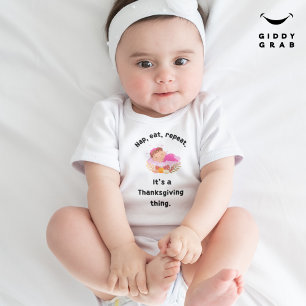 Nap, eat, repeat Funny Thanksgiving Holiday Quote Baby Bodysuit