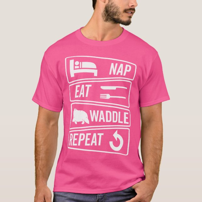 Nap Eat Waddle Wombat Owner Australian Animals Vom T-Shirt (Front)