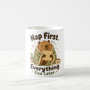 Nap First Cosy Capybara Kawaii Coffee Mug