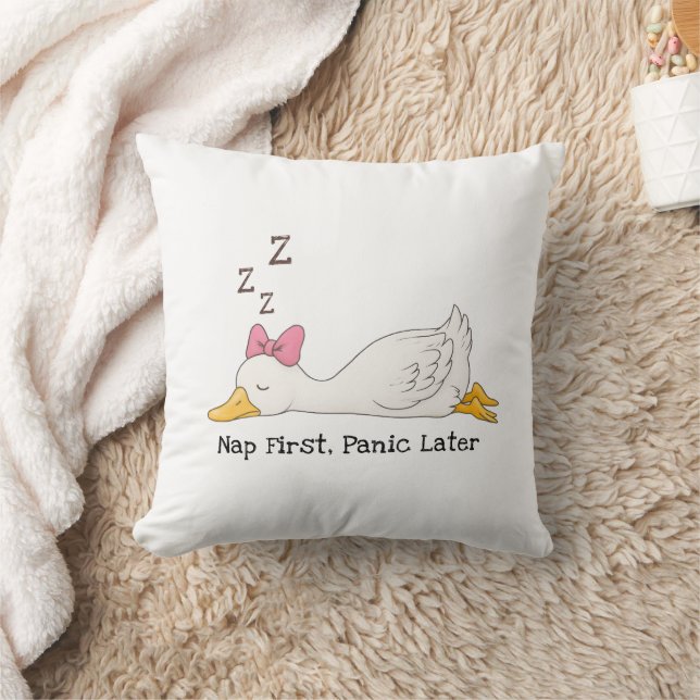 Nap First, Panic Later - Silly Goose Cushion (Blanket)