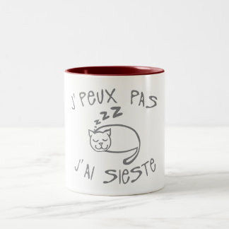 nap i can not cat sleeping quote Two-Tone coffee mug