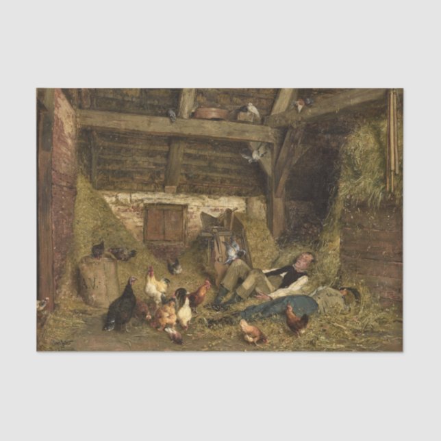 Nap in a Barn by Carl Jutz Tissue Paper (Front)