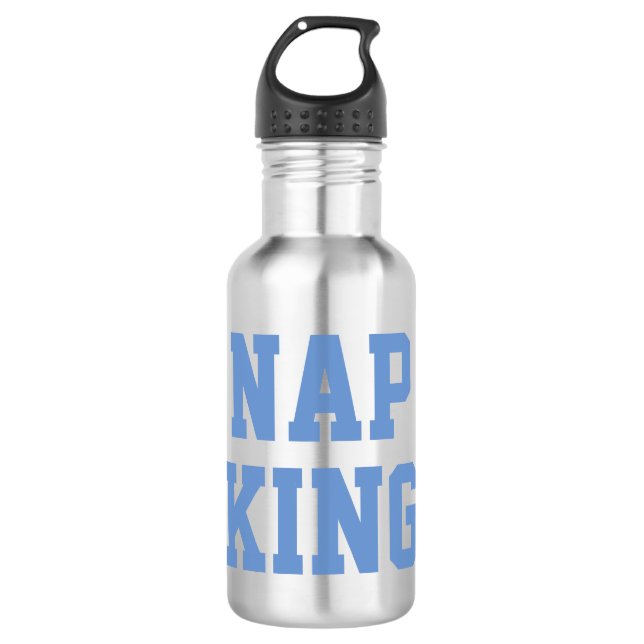 Nap King | Joke Humour Blue water bottle (Front)