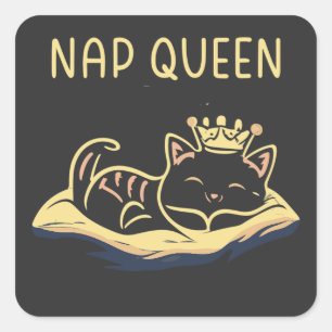 Nap Queen Cat - Embrace Feline Relaxatio Square Sticker