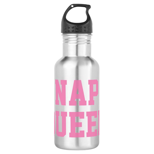 Nap Queen | Joke Humour Blue water bottle (Front)