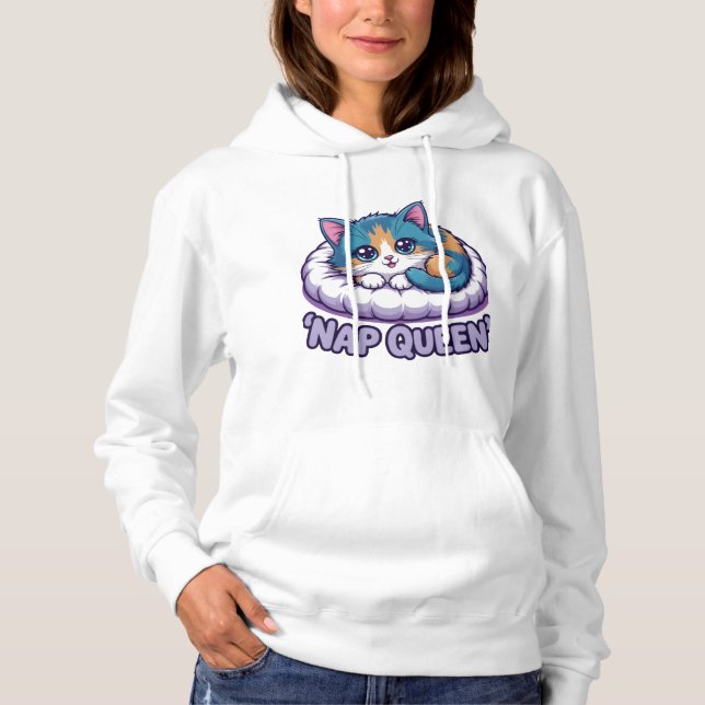 Nap Queen Kawaii Cat  Hoodie (Front)