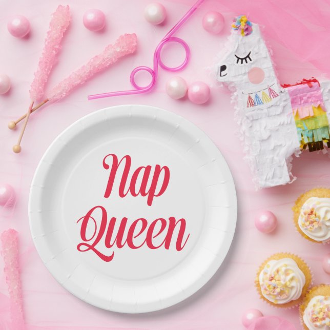 Nap Queen Pink Cherry Red Paper Plate (Party)