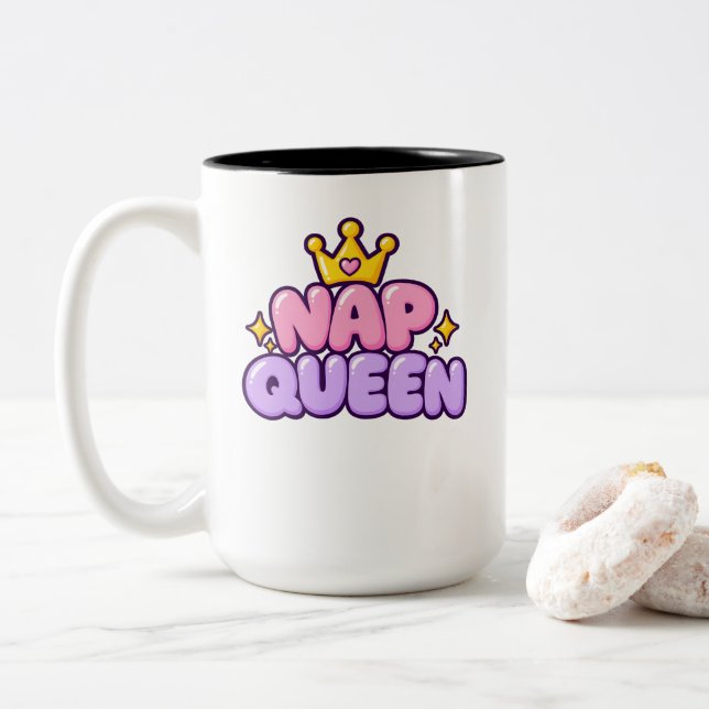 Nap Queen Two-Tone Coffee Mug (With Donut)