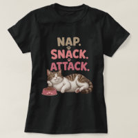 Nap Snack Attack Cute Cat Quote Art