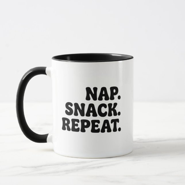 Nap Snack Repeat Mug - Funny Coffee Lover Gift (Left)