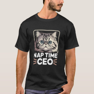 Nap Time CEO Funny Persian Cat Office Humour T-Shirt