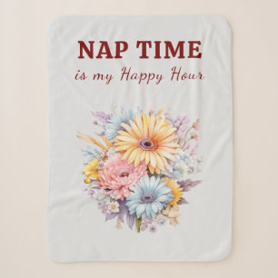 Nap time happy hour flowers burgundy sherpa blanket