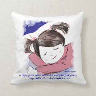 Nap Time-Little Girl-Funny Saying Cushion