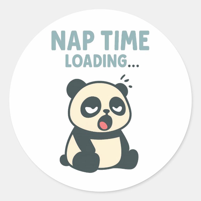 Nap Time Loading: Adorable Sleepy Yawning Panda Classic Round Sticker (Front)