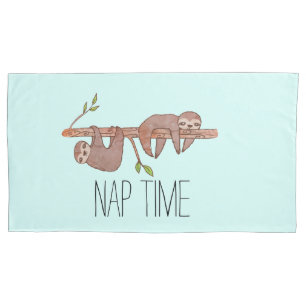Nap Time Reversible Sleepy Cute Sloths Pillowcase