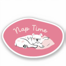 "Nap Time" sleeping bulldog cherry blossom colour