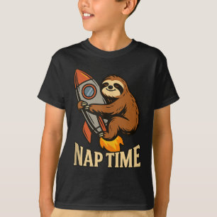 Nap Time Sloth Rocket Graphic Funny Lazy Humour Ta T-Shirt