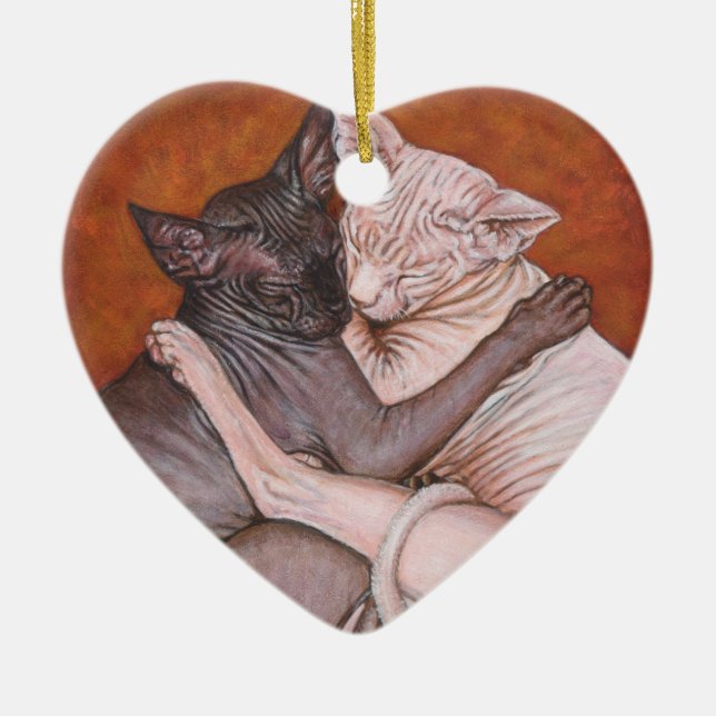 Nap Time Sphynx Sphinx cat printing art Ceramic Tree Decoration (Front)