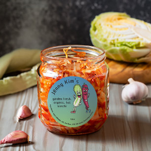 Napa and Pepper Pals Funny Cartoon Round Kimchi Classic Round Sticker