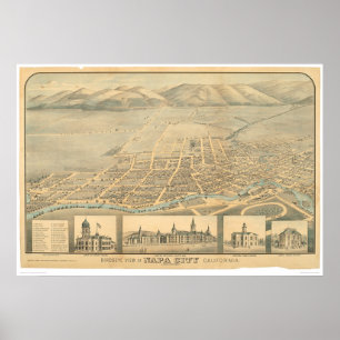 Napa, CA. Panoramic Map (0684A) Poster