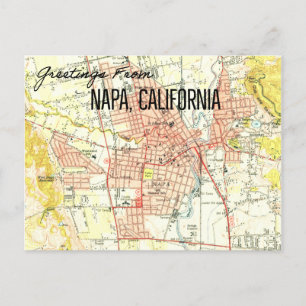 Napa CA Vintage Map 1944 Postcard