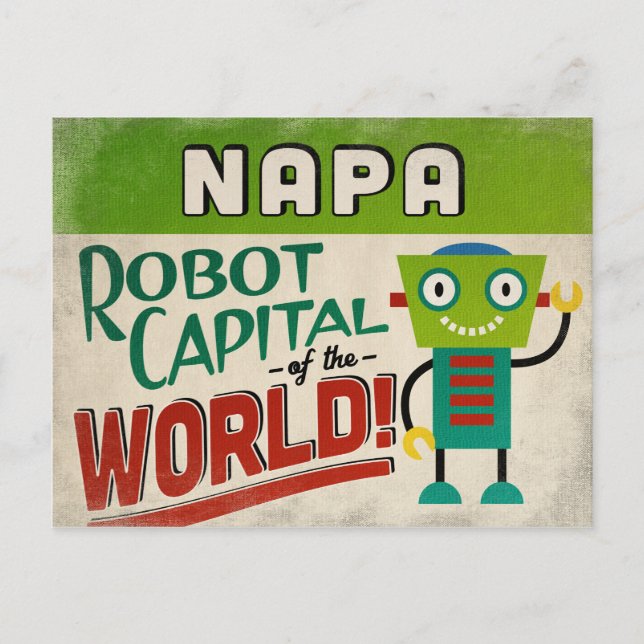 Napa California Robot - Funny Vintage Postcard (Front)