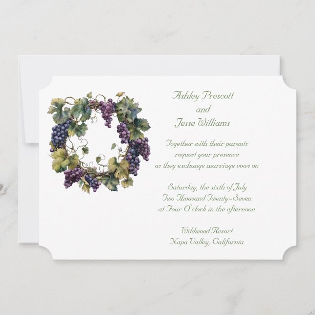 Napa Grapes Wedding Invitation (Front)