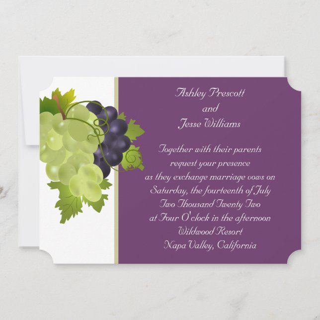 Napa Grapes Wedding Invitation (Front)