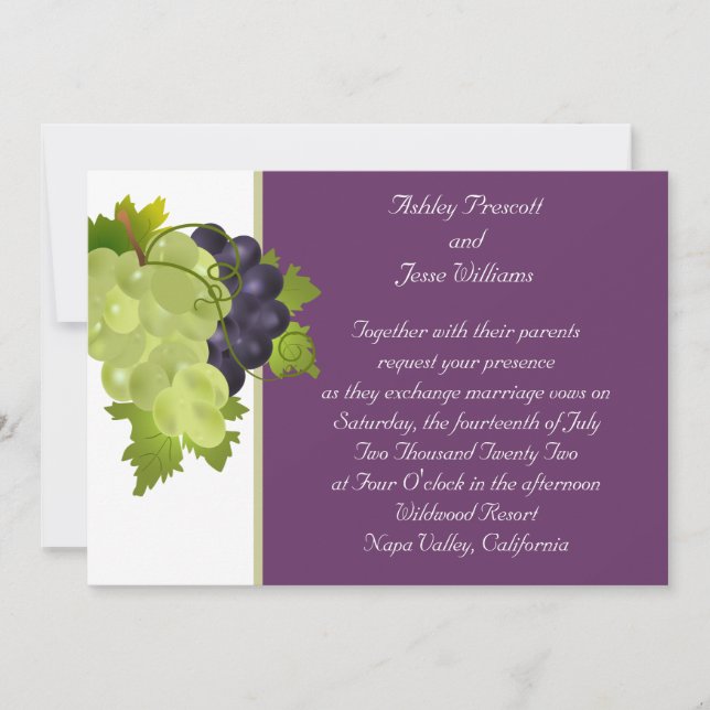 Napa Grapes Wedding Invitation (Front)