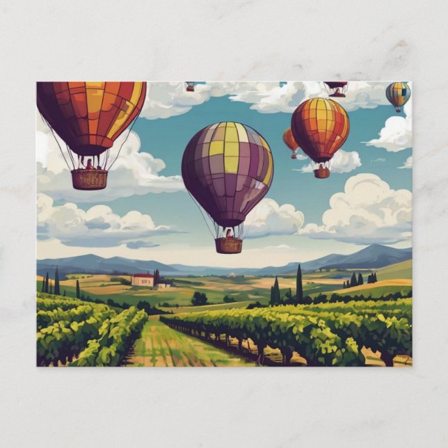 Napa Hot Air Balloon Art Travel Postcard (Front)