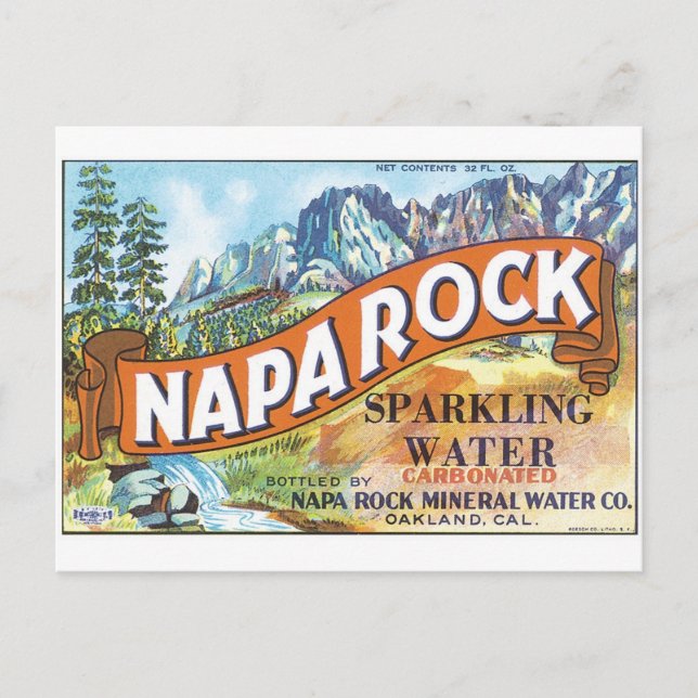Napa Rock Sparkling Water Oakland California Label Postcard (Front)