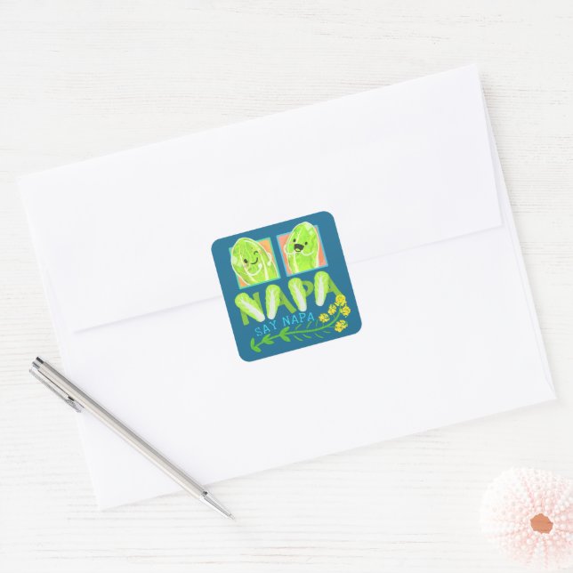 Napa Say Napa - Punny Garden Square Sticker (Envelope)