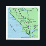 Napa Sonoma Wine Country Map Napkin<br><div class="desc">A colourful map of Napa's & Sonoma's wine country reproduced on cocktail napkins!</div>