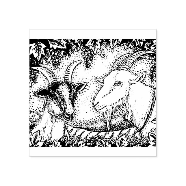 NAPA VALLEY ALPINE KID & BILLY GOAT, GRAPE ARBOR RUBBER STAMP (Imprint)