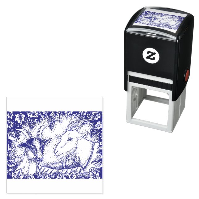 NAPA VALLEY ALPINE KID & BILLY GOAT, GRAPE ARBOR SELF-INKING STAMP (In Situ)
