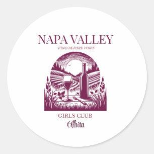 napa valley bachelorette classic round sticker