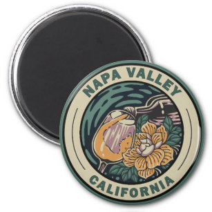 Napa Valley California Travel Art Badge Magnet