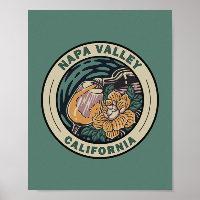 Napa Valley California Travel Art Badge Poster (Front)