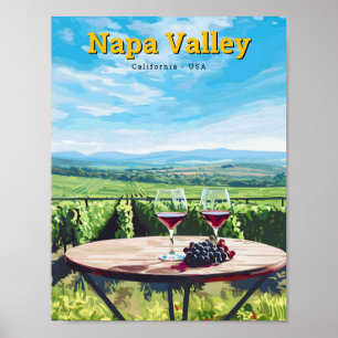 Napa Valley California USA Art Vintage Travel Poster