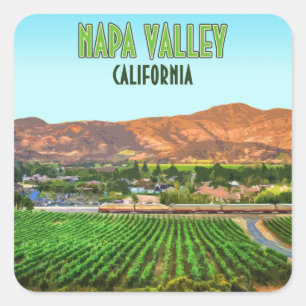 Napa Valley California Vineyard Vintage Square Sticker