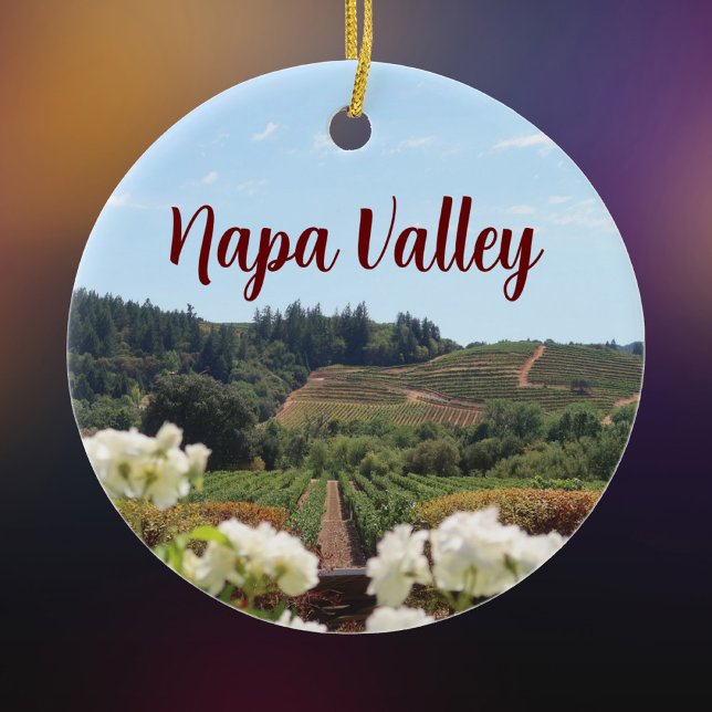 Napa Valley, California vineyards and flowers Ceramic Tree Decoration (Creator Uploaded)