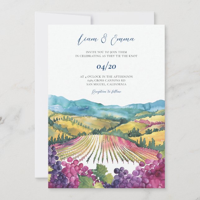 Napa Valley California Wedding Invitation (Front)