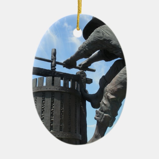 Napa Valley California Wine Press Monument Ceramic Tree Decoration (Front)