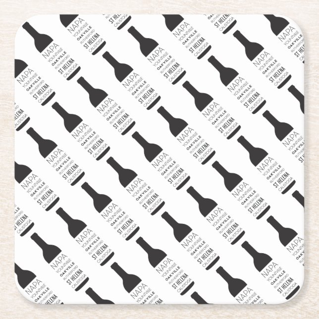 Napa Valley Cities Wine Bottle Party Supplies Square Paper Coaster (Front)