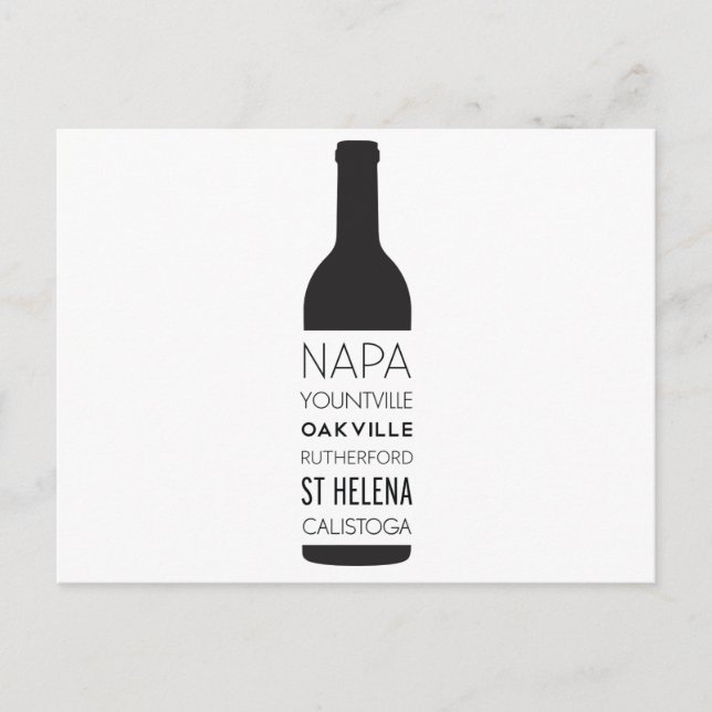 Napa Valley Cities Wine Bottle Postcard (Front)