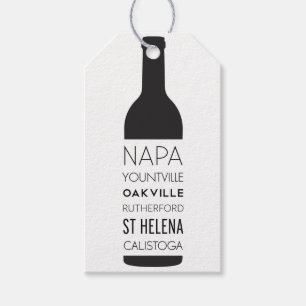 Napa Valley Cities Wine Bottle Wedding Favours Gift Tags