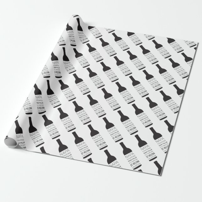 Napa Valley Cities Wine Bottle Wrapping Paper (Unrolled)