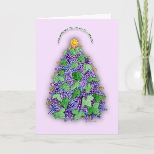 Napa Valley Grapes Christmas Tree Holiday Card (Front)