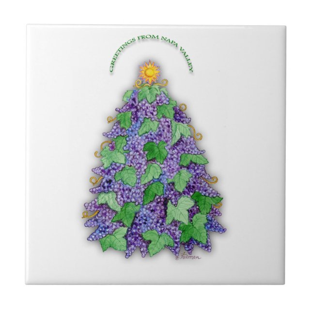 Napa Valley Grapes Christmas Tree Tile (Front)