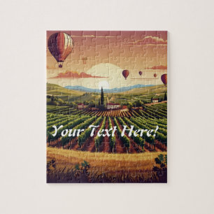 Napa Valley Hot Air Balloon Vineyard Illustration Jigsaw Puzzle
